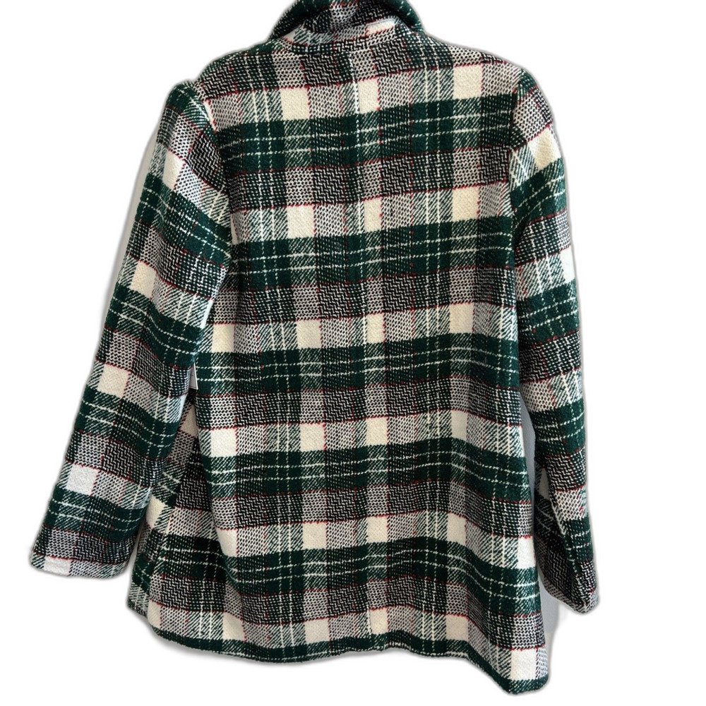 Aura Green Tartan plaid double-breasted peacoat jacket Women's Small Preppy Chic - Picture 3 of 10